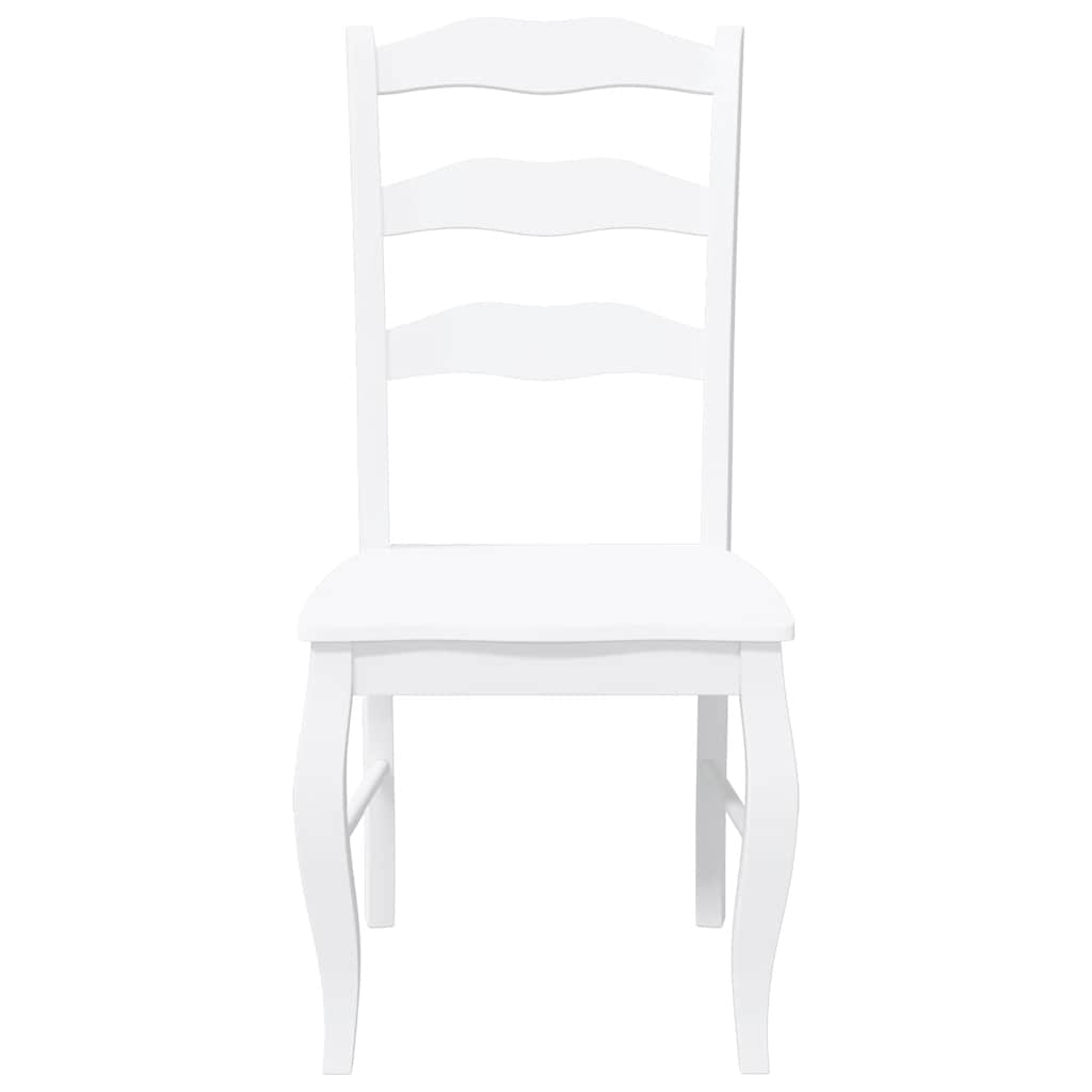 Matstolar 2 st vitt massivt trä gummi