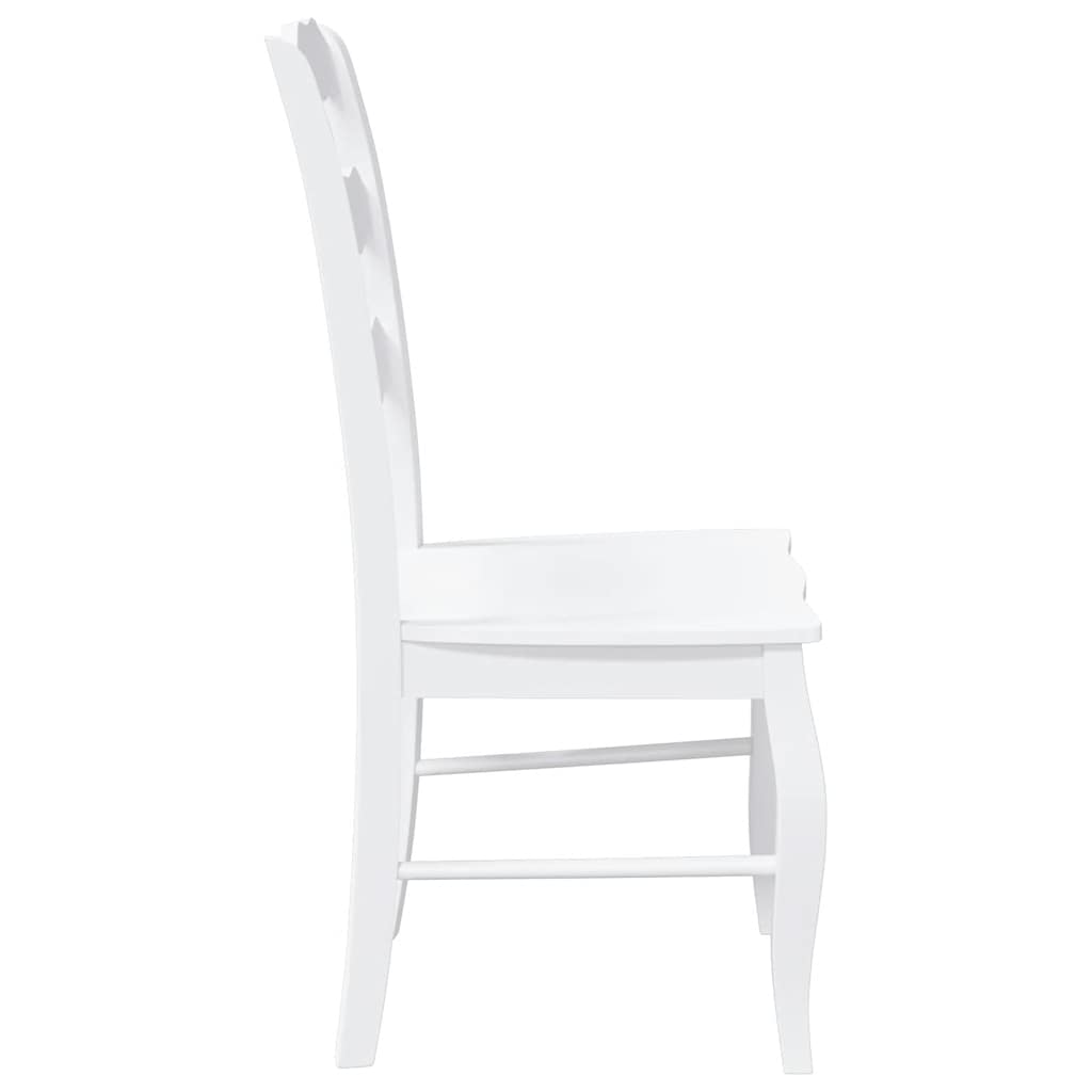 Matstolar 2 st vitt massivt trä gummi