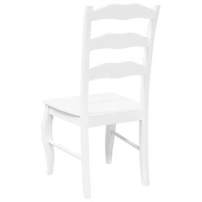 Matstolar 2 st vitt massivt trä gummi