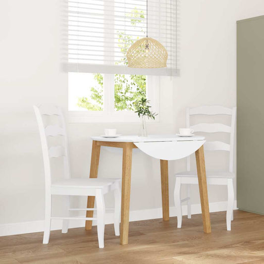 Matstolar 2 st vitt massivt trä gummi