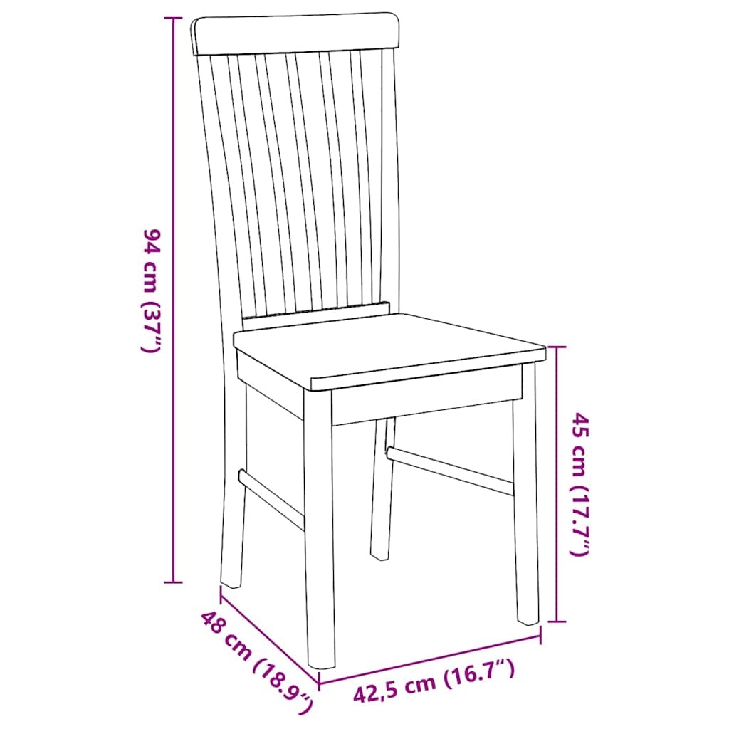 Matstolar 2 st massivt trä gummi