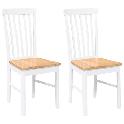 Matstolar 2 st vitt massivt trä gummi