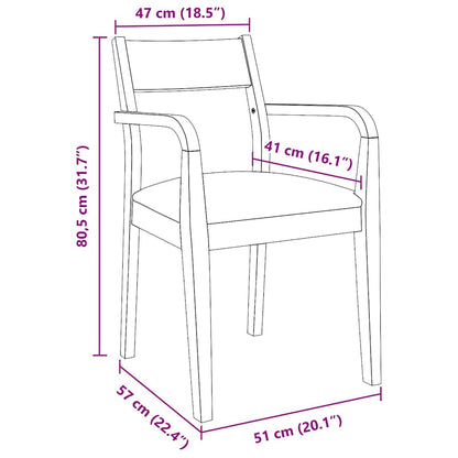 Matstolar med kuddar 2 st, naturligt, massivt trä, gummi