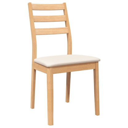 Matstolar med kuddar 2 st, naturligt, massivt trä, gummi