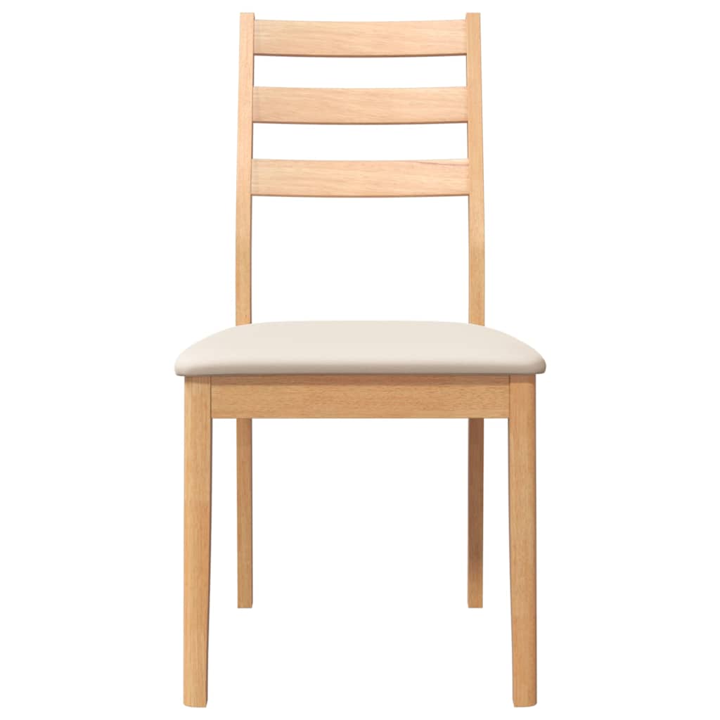 Matstolar med kuddar 2 st, naturligt, massivt trä, gummi