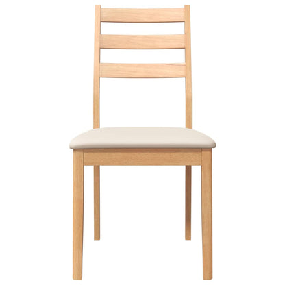 Matstolar med kuddar 2 st, naturligt, massivt trä, gummi