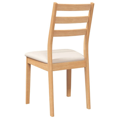 Matstolar med kuddar 2 st, naturligt, massivt trä, gummi