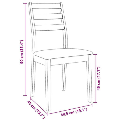 Matstolar med kuddar 2 st, naturligt, massivt trä, gummi