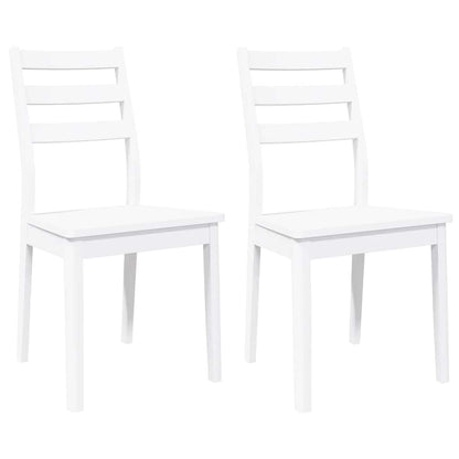 Matstolar 2 st vitt massivt trä gummi