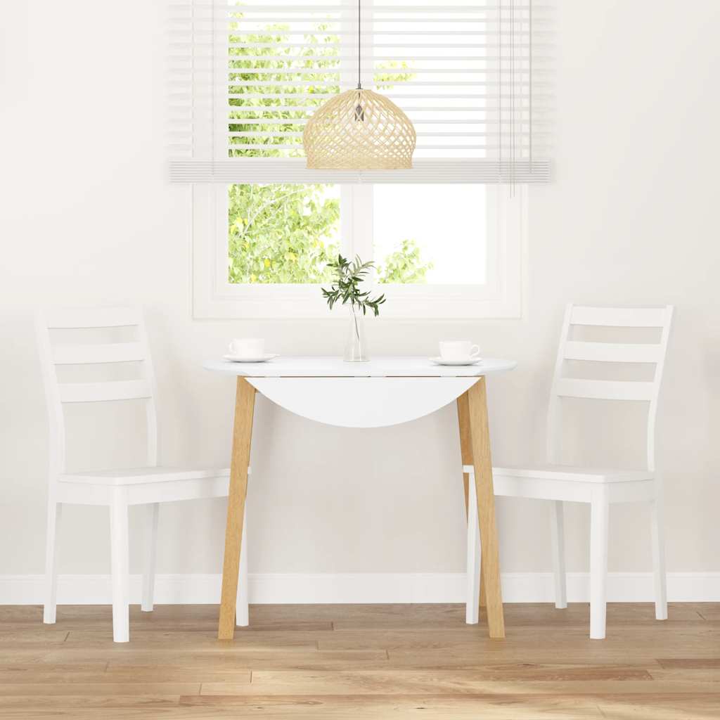 Matstolar 2 st vitt massivt trä gummi