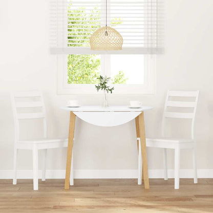 Matstolar 2 st vitt massivt trä gummi