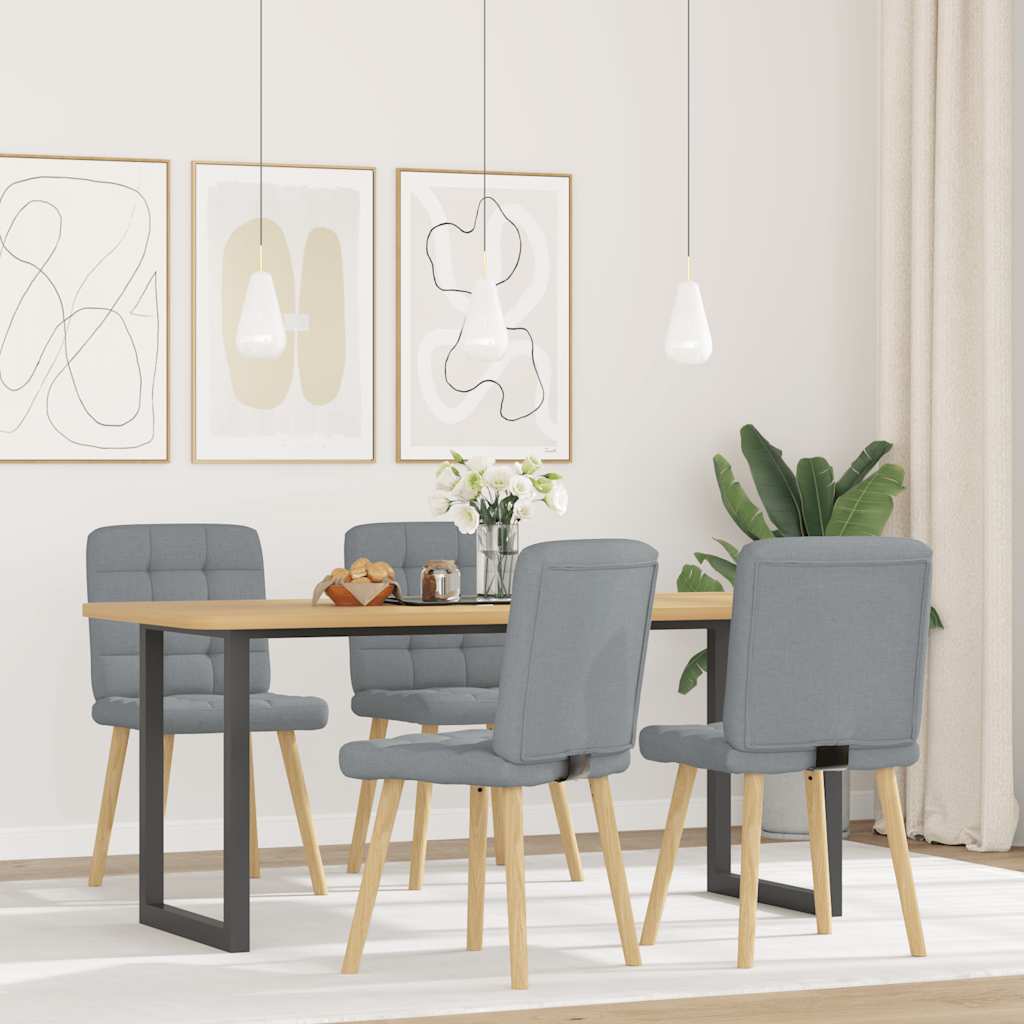 Matstolar 4 st ljusgrå tyg