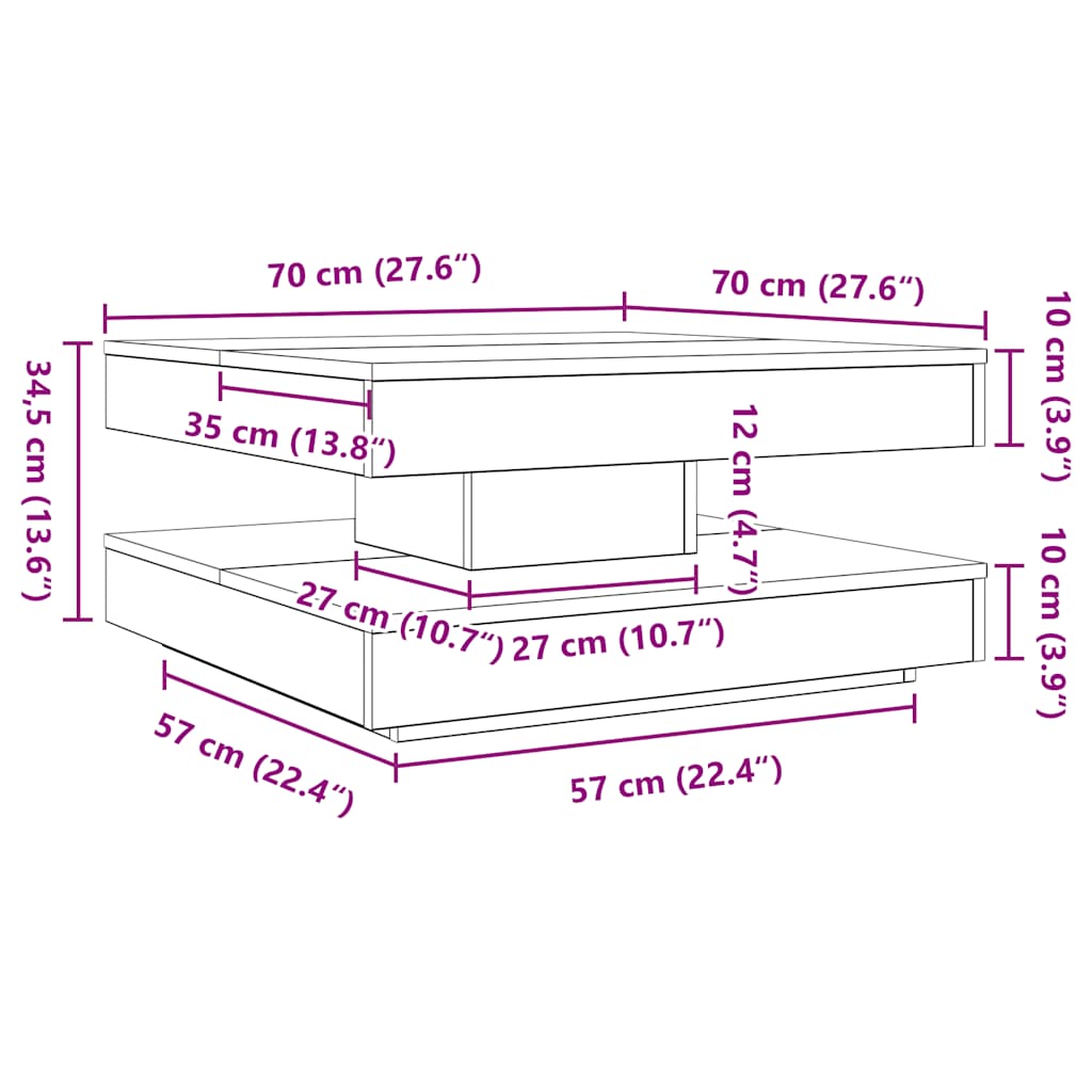 Soffbord 360 grader vridbart sonoma-ek 70x70x34,5 cm