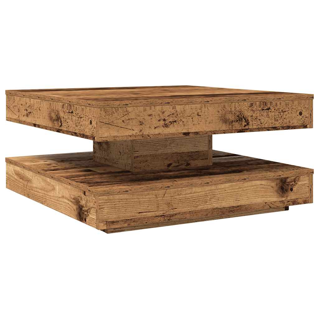 Soffbord 360 grader vridbart åldrat trä 70x70x34,5 cm
