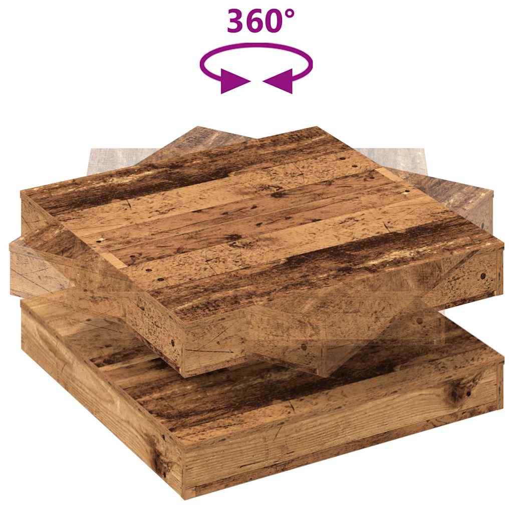 Soffbord 360 grader vridbart åldrat trä 70x70x34,5 cm