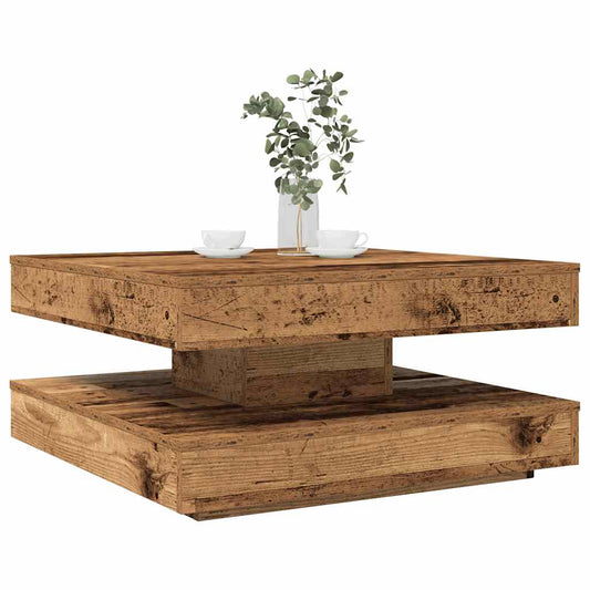 Soffbord 360 grader vridbart åldrat trä 70x70x34,5 cm