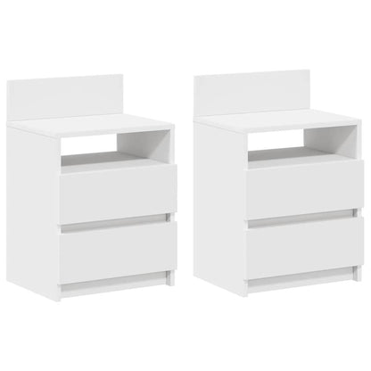 Sängbord 2 st med 2 lådor vit 40x33x60 cm