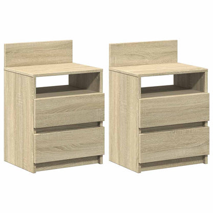 Sängbord 2 st med 2 lådor sonoma-ek 40x33x60 cm