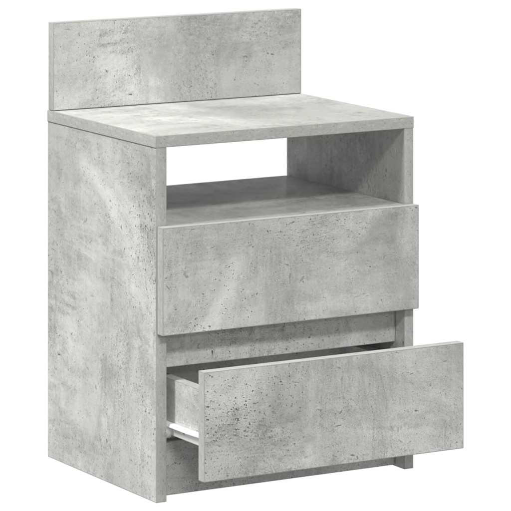 Sängbord 2 st med 2 lådor betonggrå 40x33x60 cm