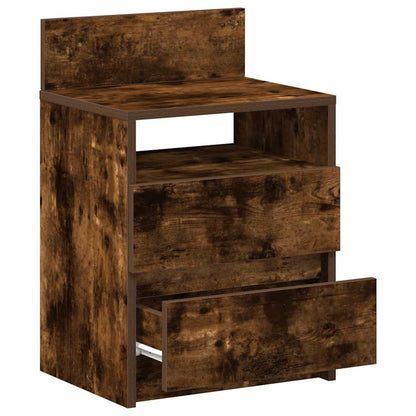 Sängbord 2 st med 2 lådor rökfärgad ek 40x33x60 cm