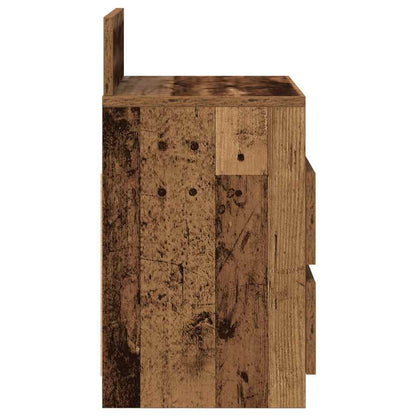 Sängbord 2 st med 2 lådor åldrat trä 40x33x60 cm
