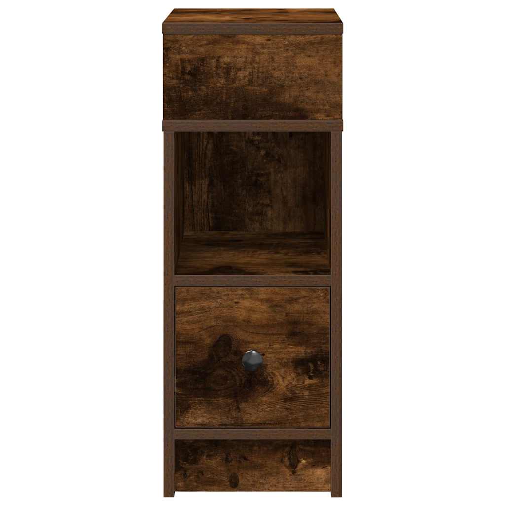 Sängbord 2 st med låda rökfärgad ek 25x31x66 cm