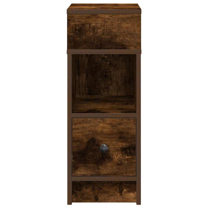 Sängbord 2 st med låda rökfärgad ek 25x31x66 cm