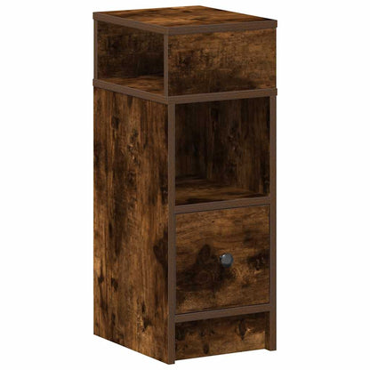Sängbord 2 st med låda rökfärgad ek 25x31x66 cm