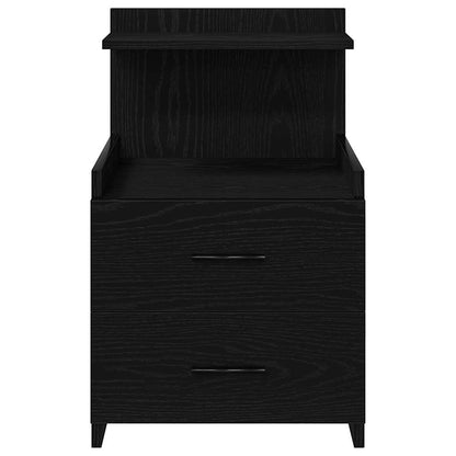 Sängbord 2 st med 2 lådor svart 40x36,5x62 cm
