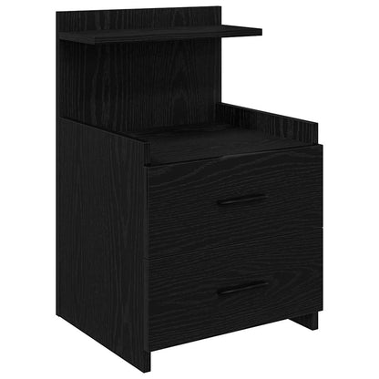 Sängbord 2 st med 2 lådor svart 40x36,5x62 cm
