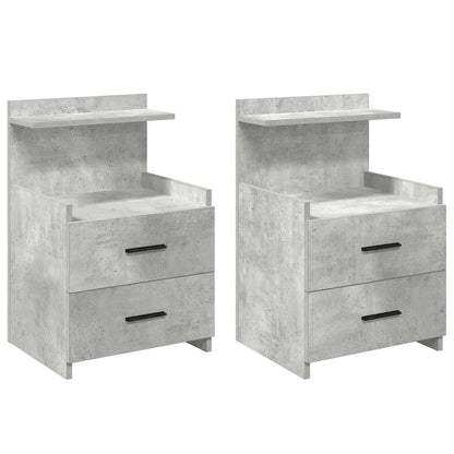 Sängbord 2 st med 2 lådor betonggrå 40x36,5x62 cm
