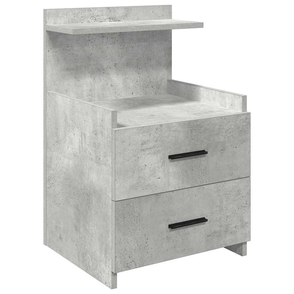 Sängbord 2 st med 2 lådor betonggrå 40x36,5x62 cm