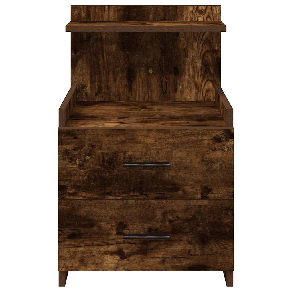 Sängbord 2 st med 2 lådor rökt ek 40x36,5x62 cm