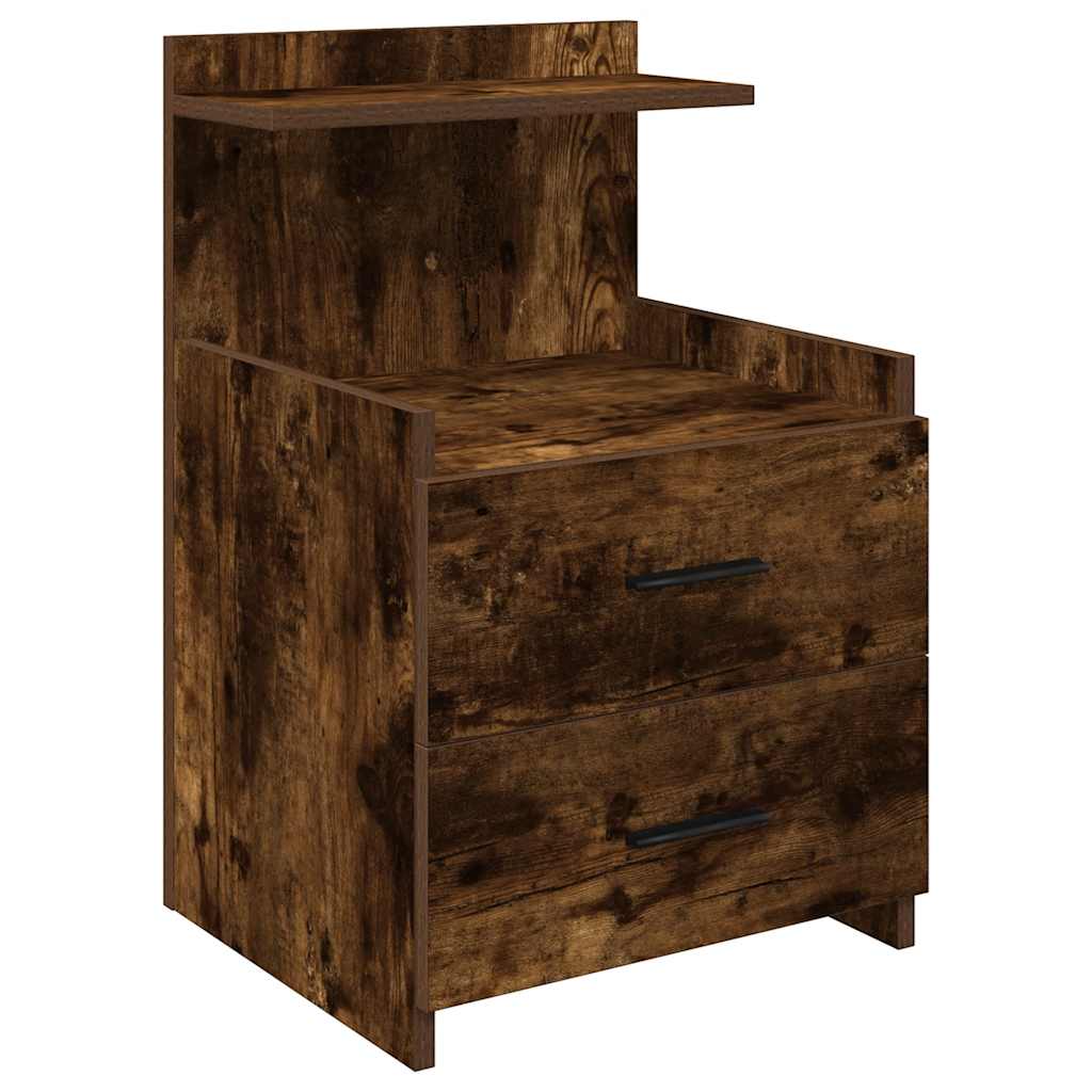 Sängbord 2 st med 2 lådor rökt ek 40x36,5x62 cm