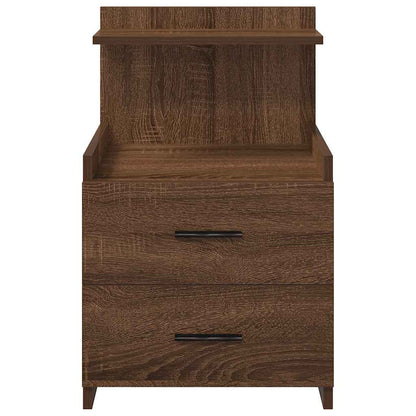 Sängbord 2 st med 2 lådor brun ek 40x36,5x62 cm