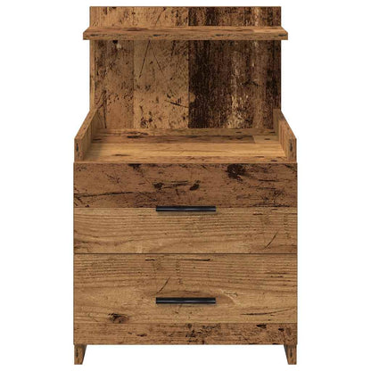 Sängbord 2 st med 2 lådor gammalt trä 40x36,5x62 cm