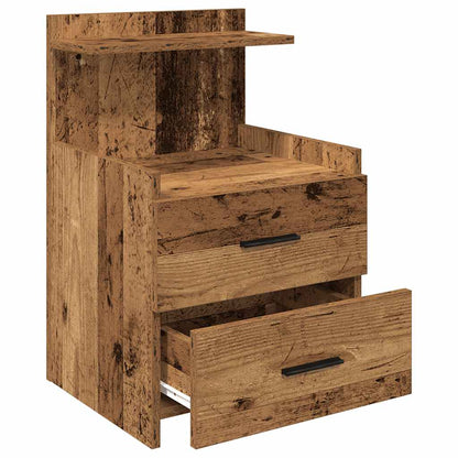 Sängbord 2 st med 2 lådor gammalt trä 40x36,5x62 cm