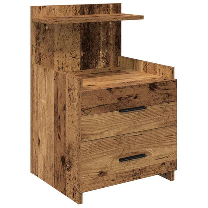 Sängbord 2 st med 2 lådor gammalt trä 40x36,5x62 cm