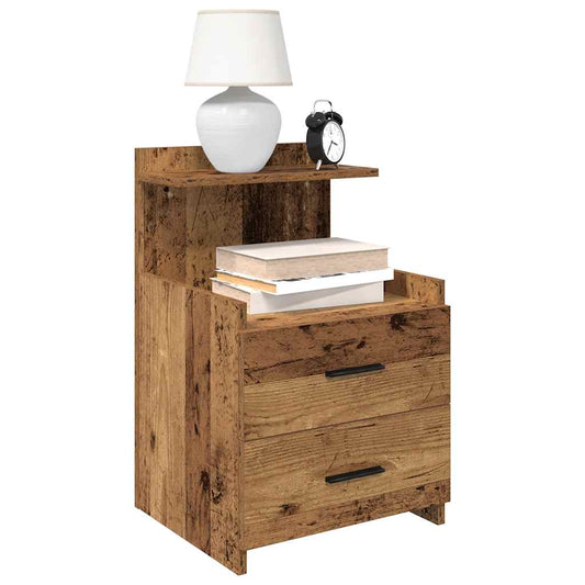 Sängbord 2 st med 2 lådor gammalt trä 40x36,5x62 cm