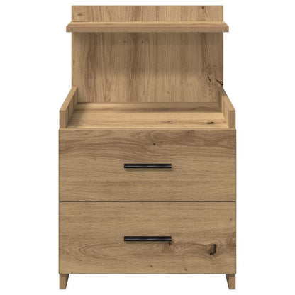 Sängbord 2 st med 2 lådor hantverksmässig ek 40x36,5x62 cm