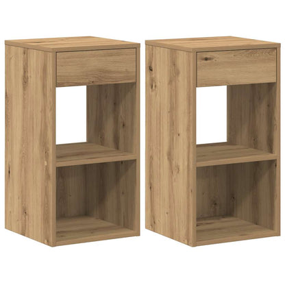 Sängbord 2 st med låda ek 35x34x66,5 cm
