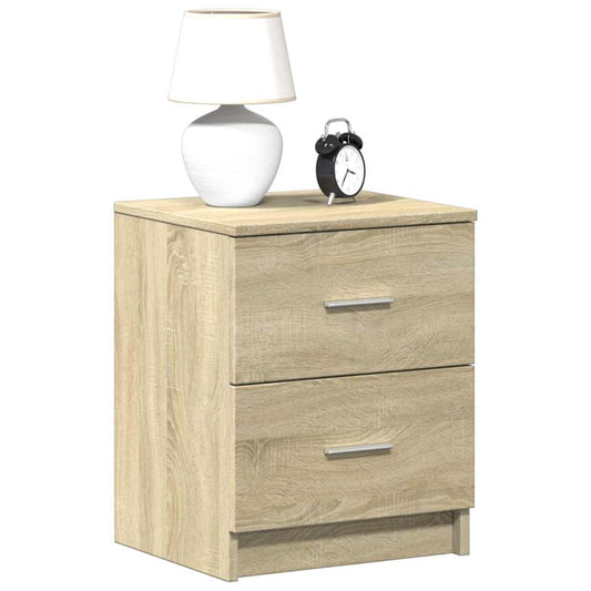 Sängbord 2 st med 2 lådor sonoma-ek 40x36x50 cm