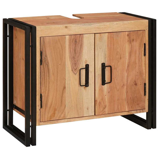 Badrumshandfatskå 71 x 33 x 58 cm Massivt akaciaträ och järn