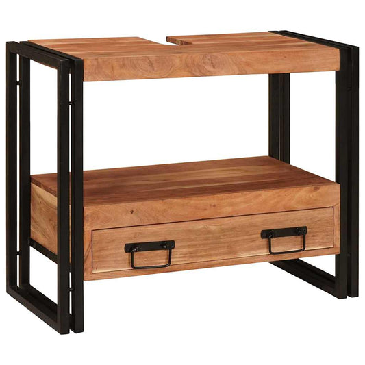 Badrumshandfatskå 71 x 33 x 58 cm Massivt akaciaträ och järn