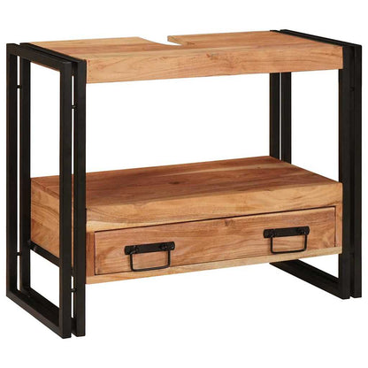 Badrumshandfatskå 71 x 33 x 58 cm Massivt akaciaträ och järn