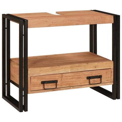 Badrumshandfatskå 71 x 33 x 58 cm Massivt akaciaträ och järn