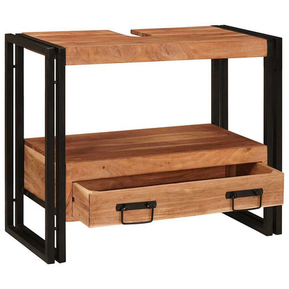 Badrumshandfatskå 71 x 33 x 58 cm Massivt akaciaträ och järn