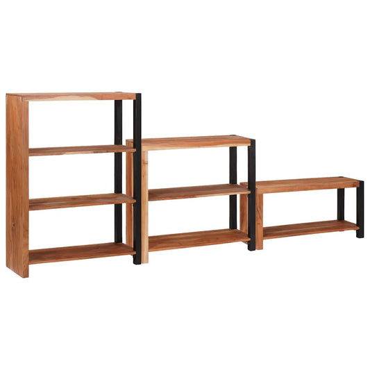 Hyllsystem 3 pcs Brun 80 x 30 x 110 cm Massivt akaciaträ