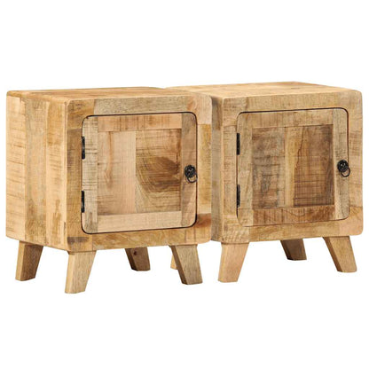 Sängbord 2 st 40x32x46 cm massivt trä grov mango