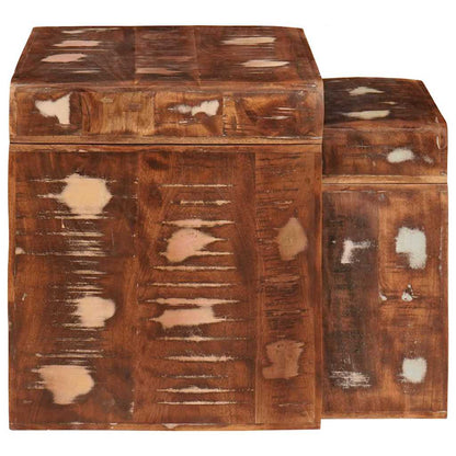 Sidobord Trä Flerfärgsdesign massivt återvunnet trä